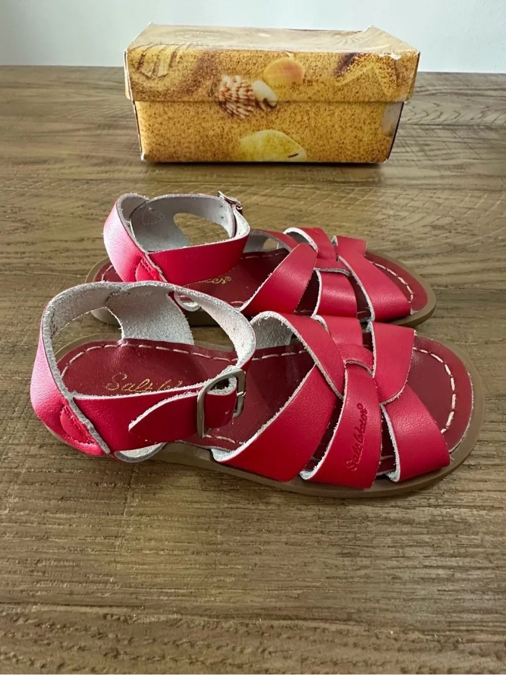 Salt Water Sandals by Hoy Red Strappy Kids Leather Sandals
